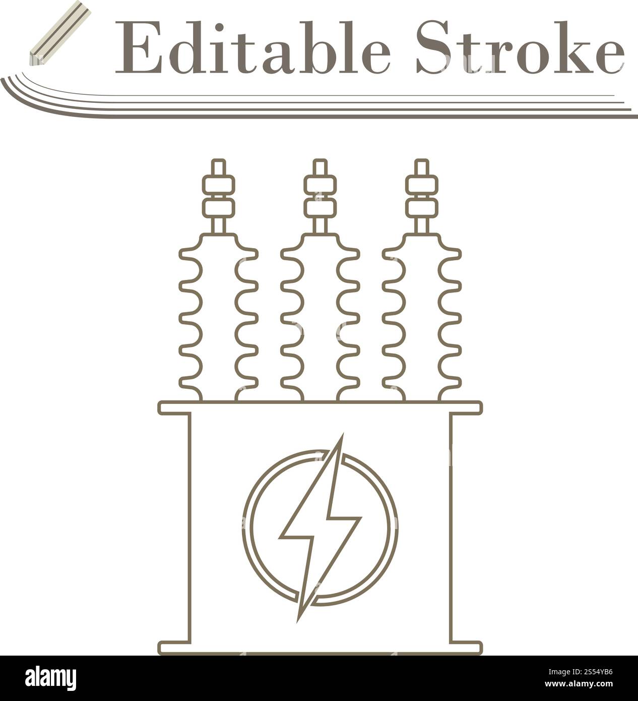 Elektrischer transformator Symbol. Editierbare Hub einfaches Design. Vector Illustration. Stock Vektor