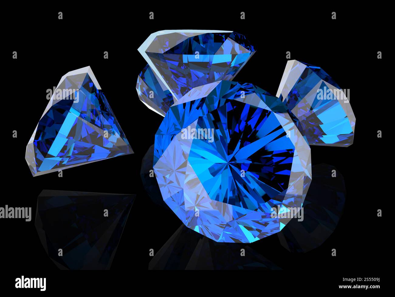 Blauer Diamant auf schwarz-weißem Hintergrund Stockfoto