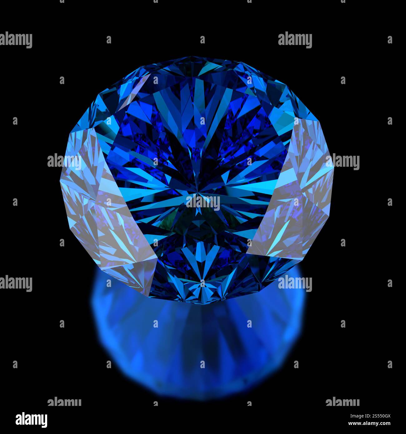 Blauer Diamant auf schwarz-weißem Hintergrund Stockfoto