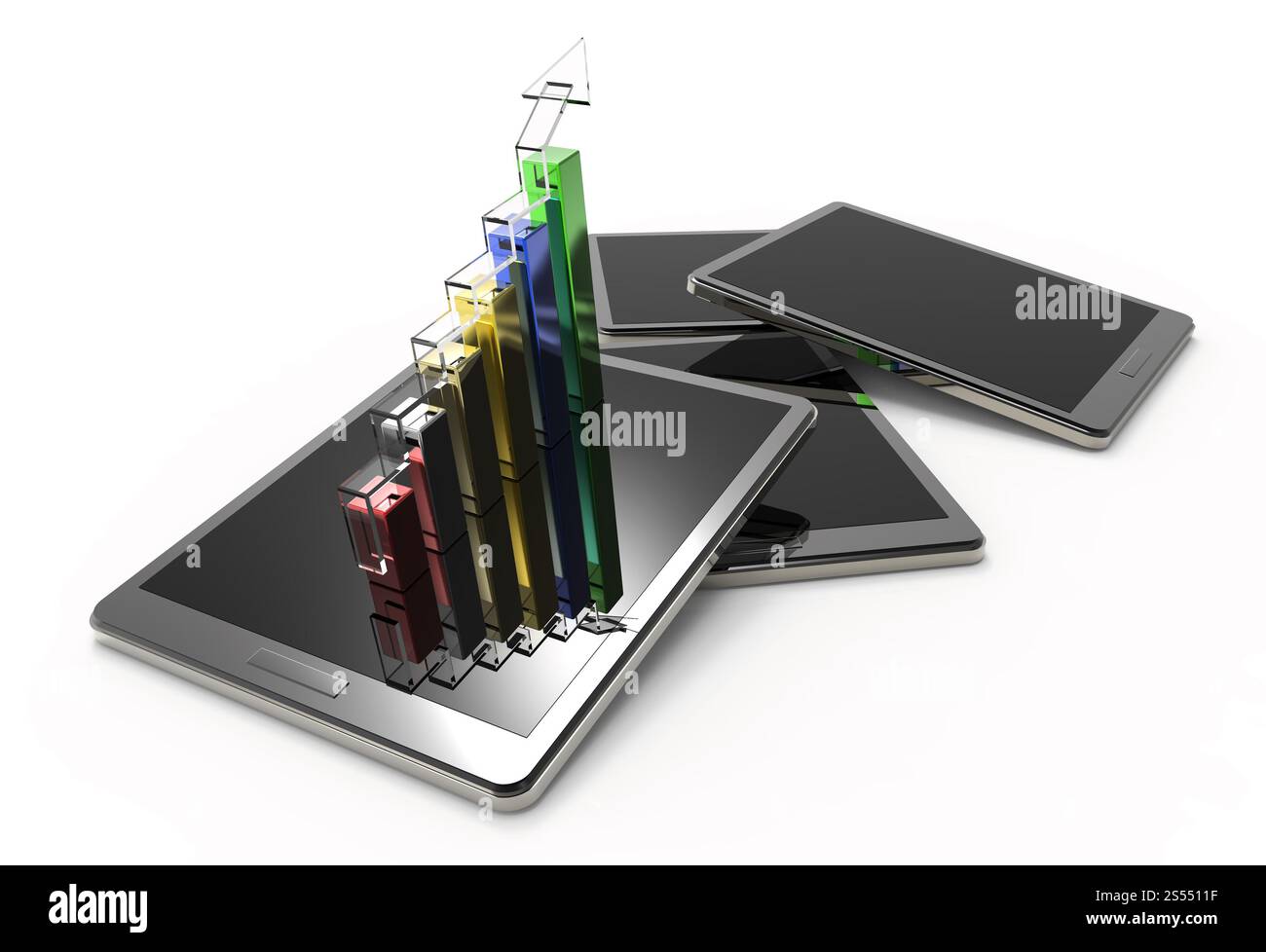 Abstrakte Muster 3d Handy auf weißem Hintergrund Stockfoto