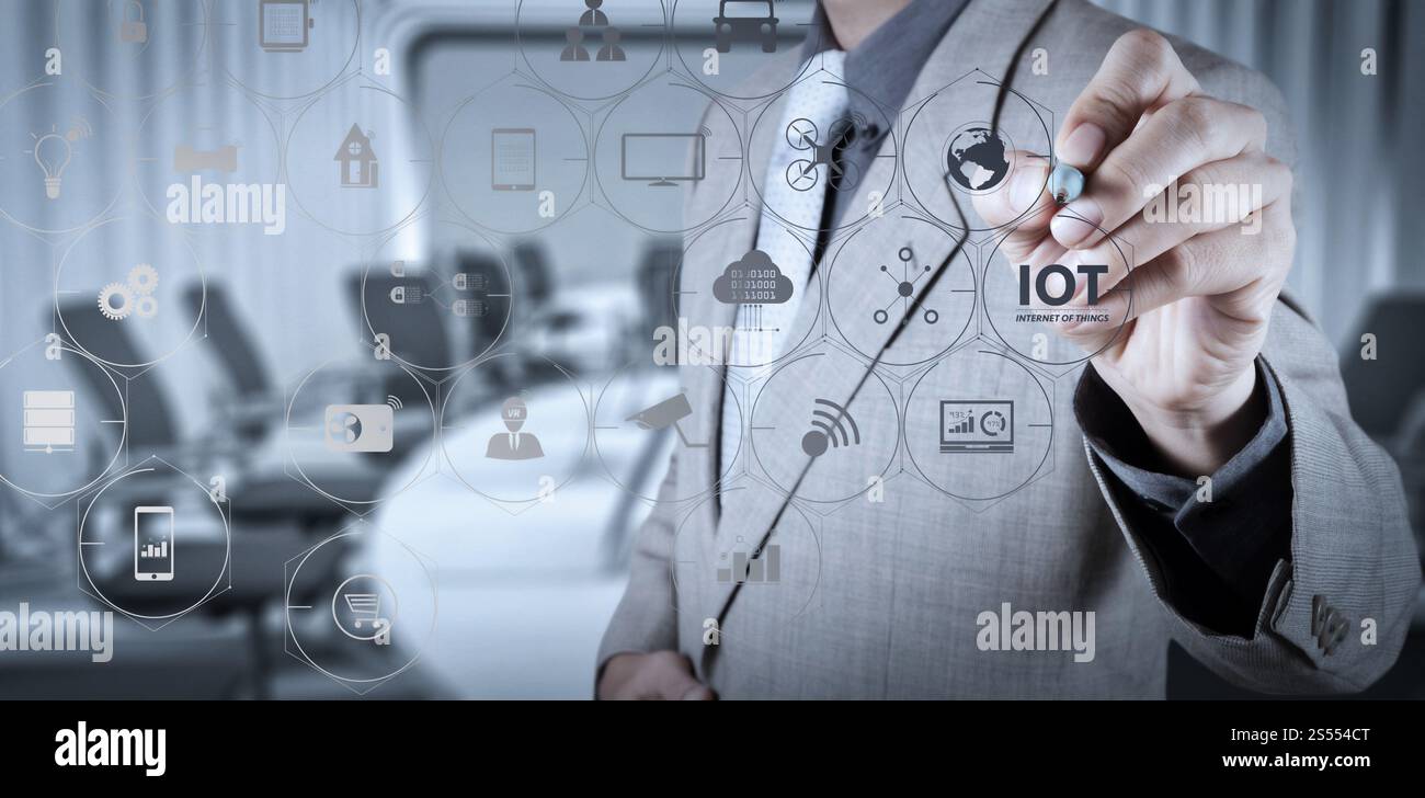 Internet der Dinge (IOT) Technologie mit AR (Augmented Reality) auf VR-Dashboard. Stockfoto