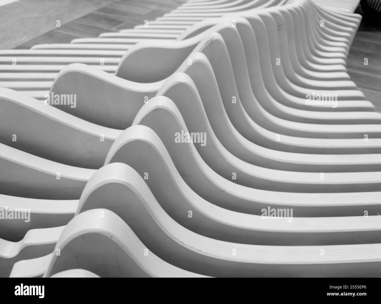 Nahaufnahme abstraktes Foto geometrischer Wellenmuster. Nahaufnahme abstraktes Bild geometrischer Wellenmuster Stockfoto