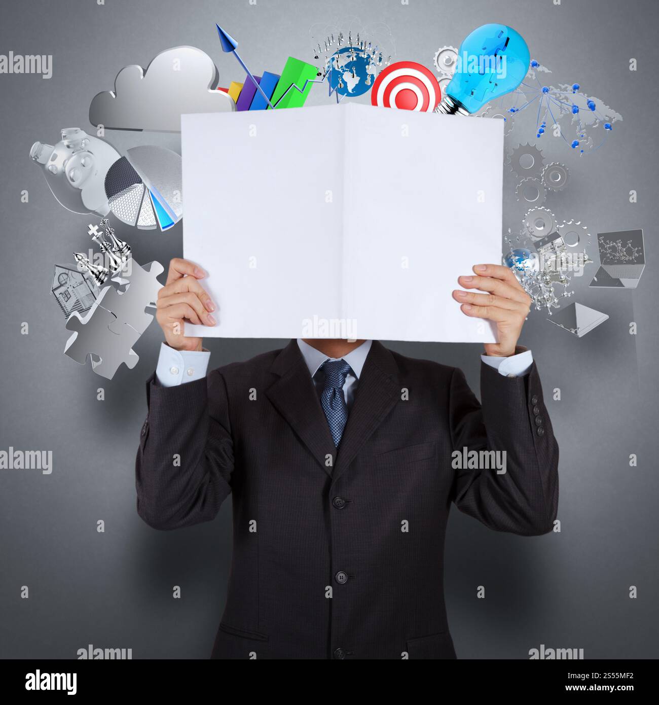 Geschäftsmann Hand zeigen Buch Erfolg Geschäft als Konzept Stockfoto