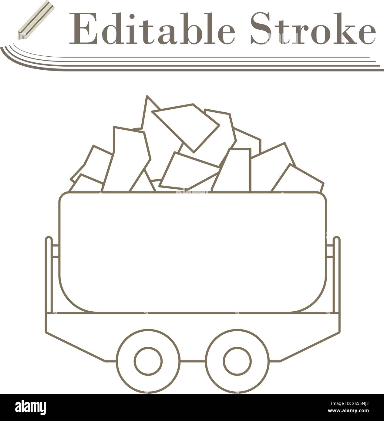 Kohle Trolley Symbol. Editierbare Hub einfaches Design. Vector Illustration. Stock Vektor