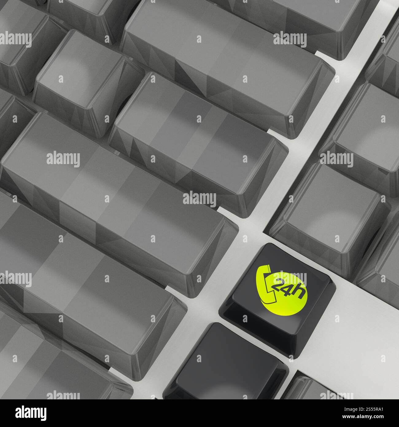 Suppor und Service 24-Stunden-Tastatur-Taste als Konzept Stockfoto