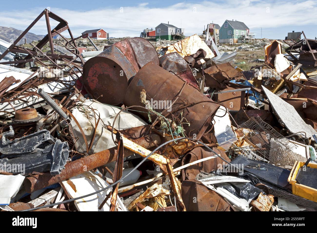 Schrottwerft in Saqqaq, Grönland, Nordamerika Stockfoto