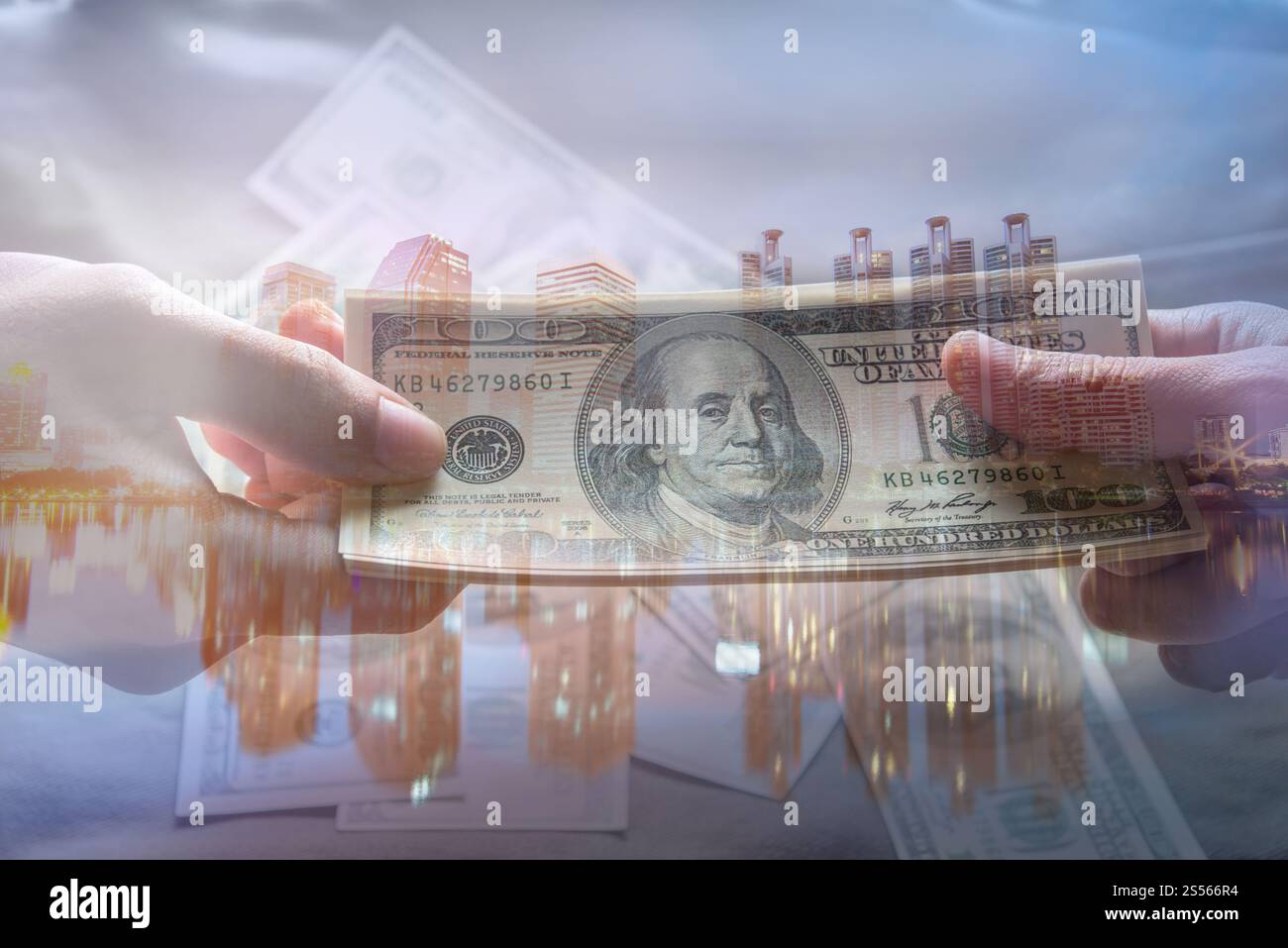 Geben Geld US-Dollars (USD) Stockfoto
