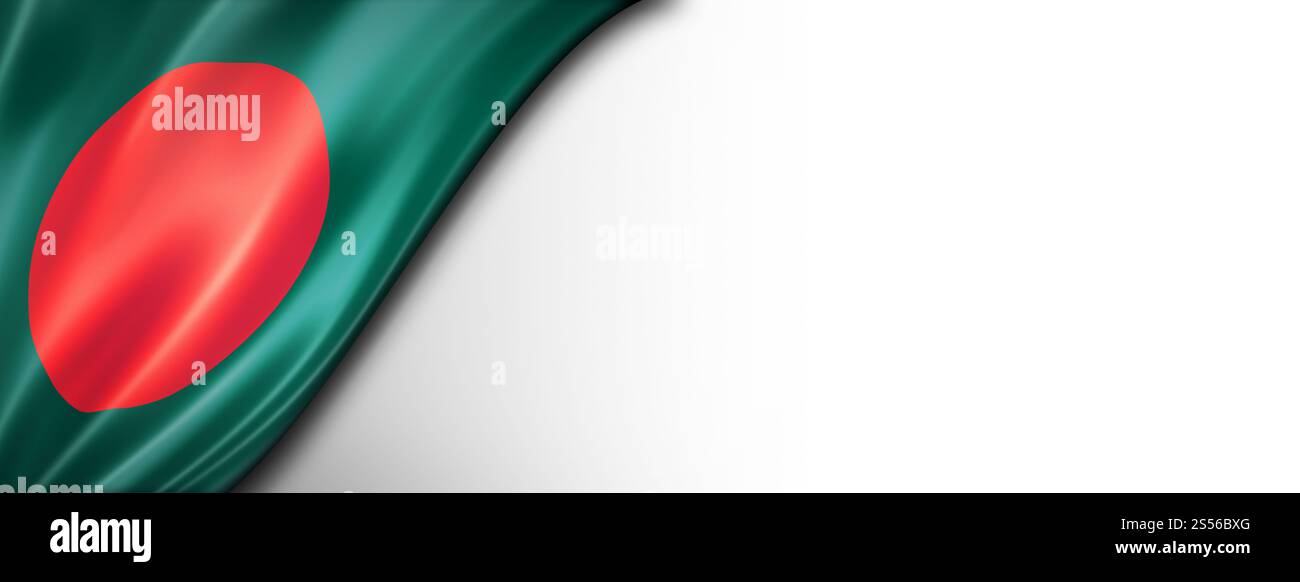 Bangladesch-Flagge isoliert auf weiß. Horizontales Panorama-Banner. Bangladesch-Flagge isoliert auf weißem Banner Stockfoto
