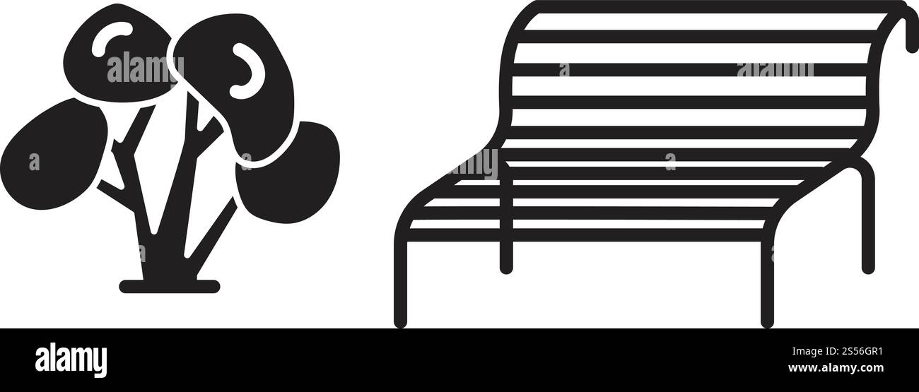 Symbol „Parkbank“. Einfache Illustration des Vektorsymbols der Parkbank für Webdesign isoliert auf weißem Hintergrund. Symbol der Parkbank, einfacher Stil Stock Vektor