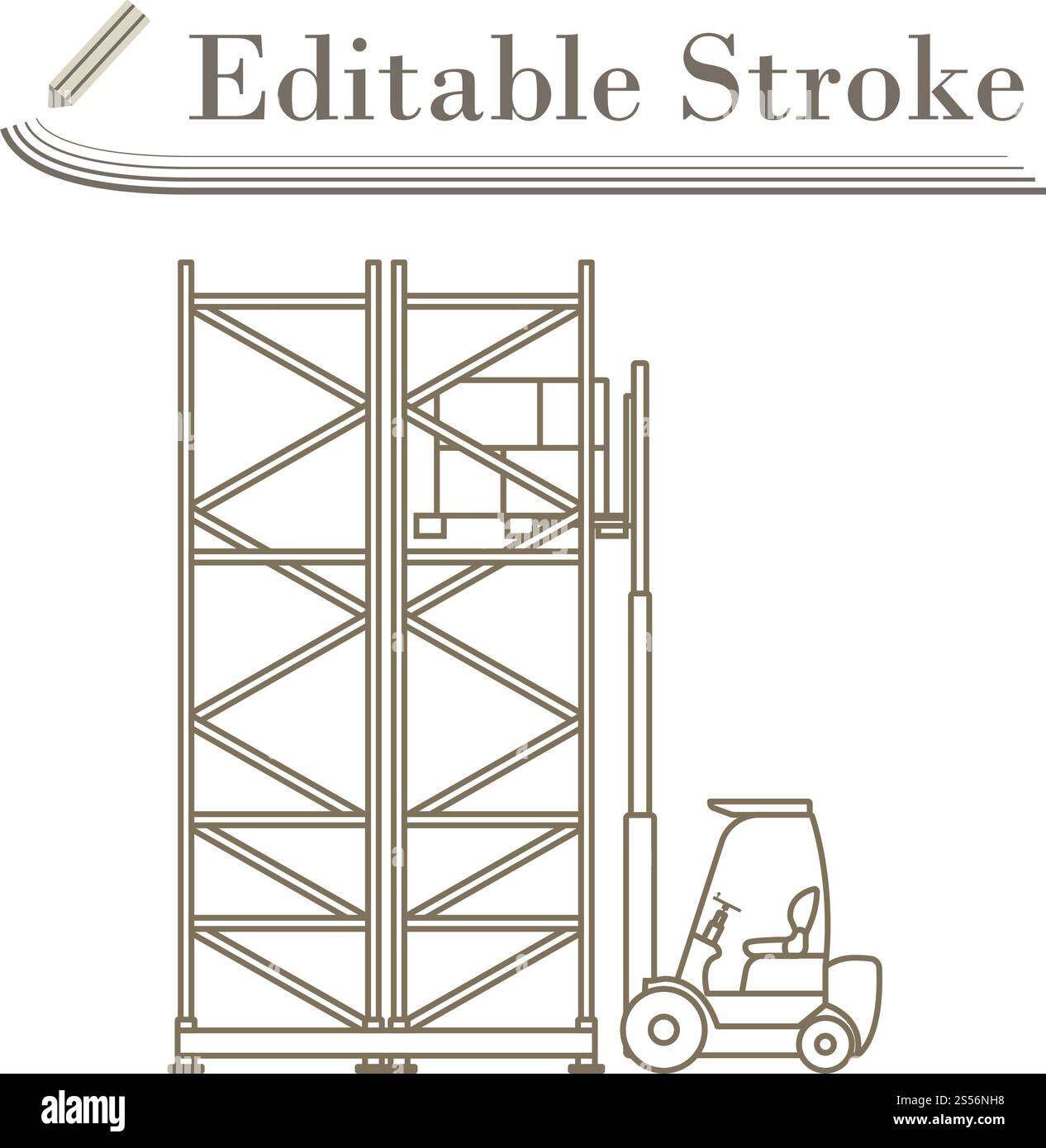Lager Gabelstapler Symbol. Editierbare Hub einfaches Design. Vector Illustration. Stock Vektor