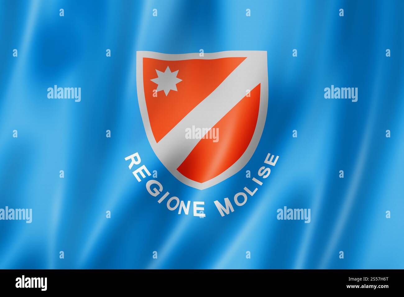 Molise Region Flagge, Italien schwenkende Banner Sammlung. 3D-Abbildung. Flagge der Region Molise, Italien Stockfoto