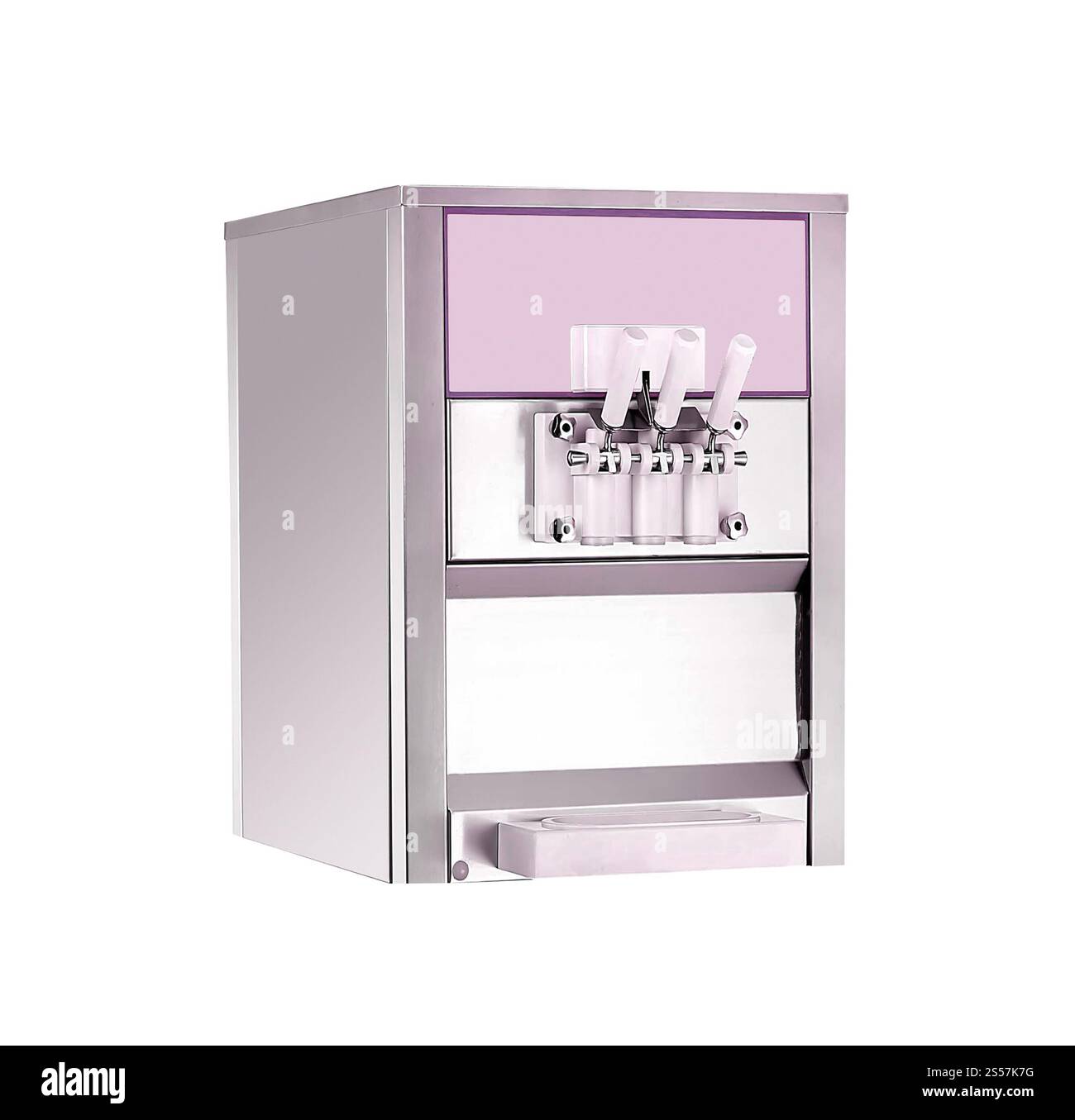 Eismaschine isoliert auf weißem Hintergrund. Eiswürfelbereiter Stockfoto