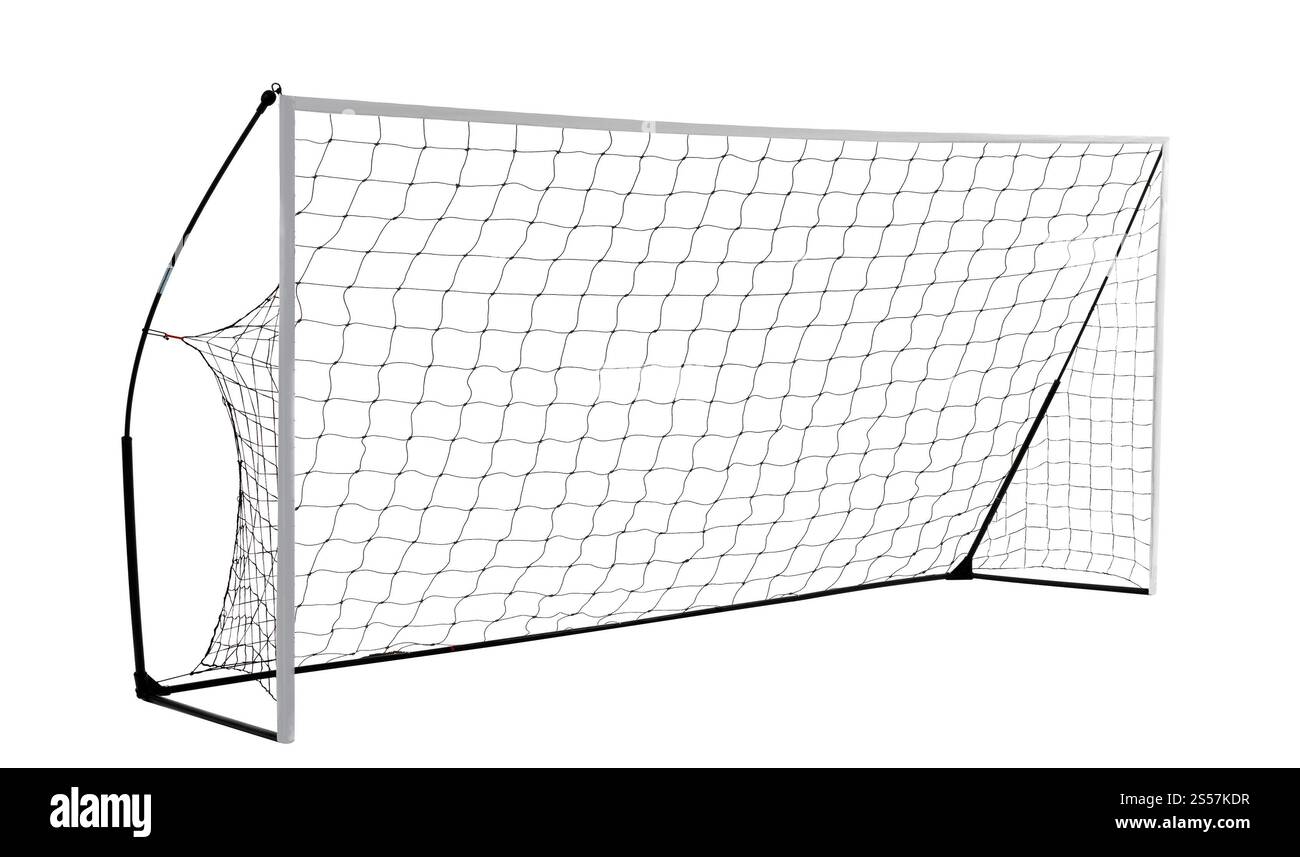 Fußballtor isoliert auf weißem Hintergrund. Fußballtor Stockfoto