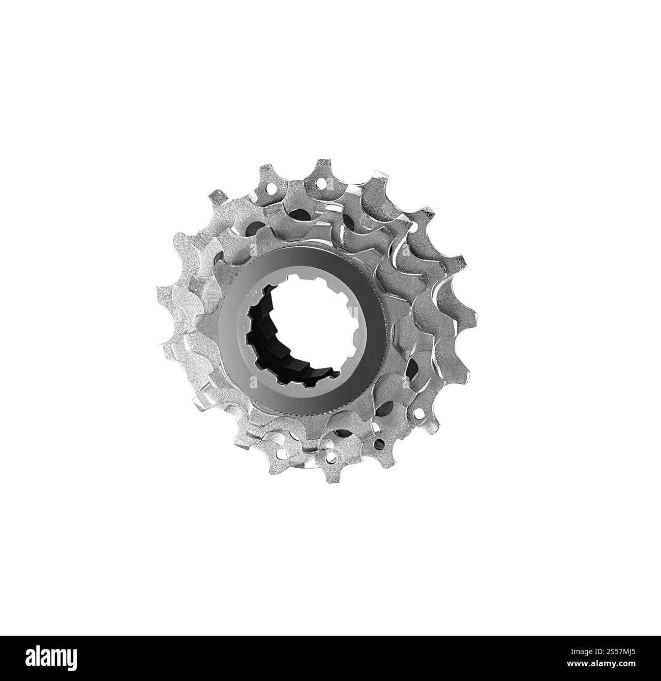 Fahrradkassette isoliert auf weiß. Fahrradkassette isoliert Stockfoto