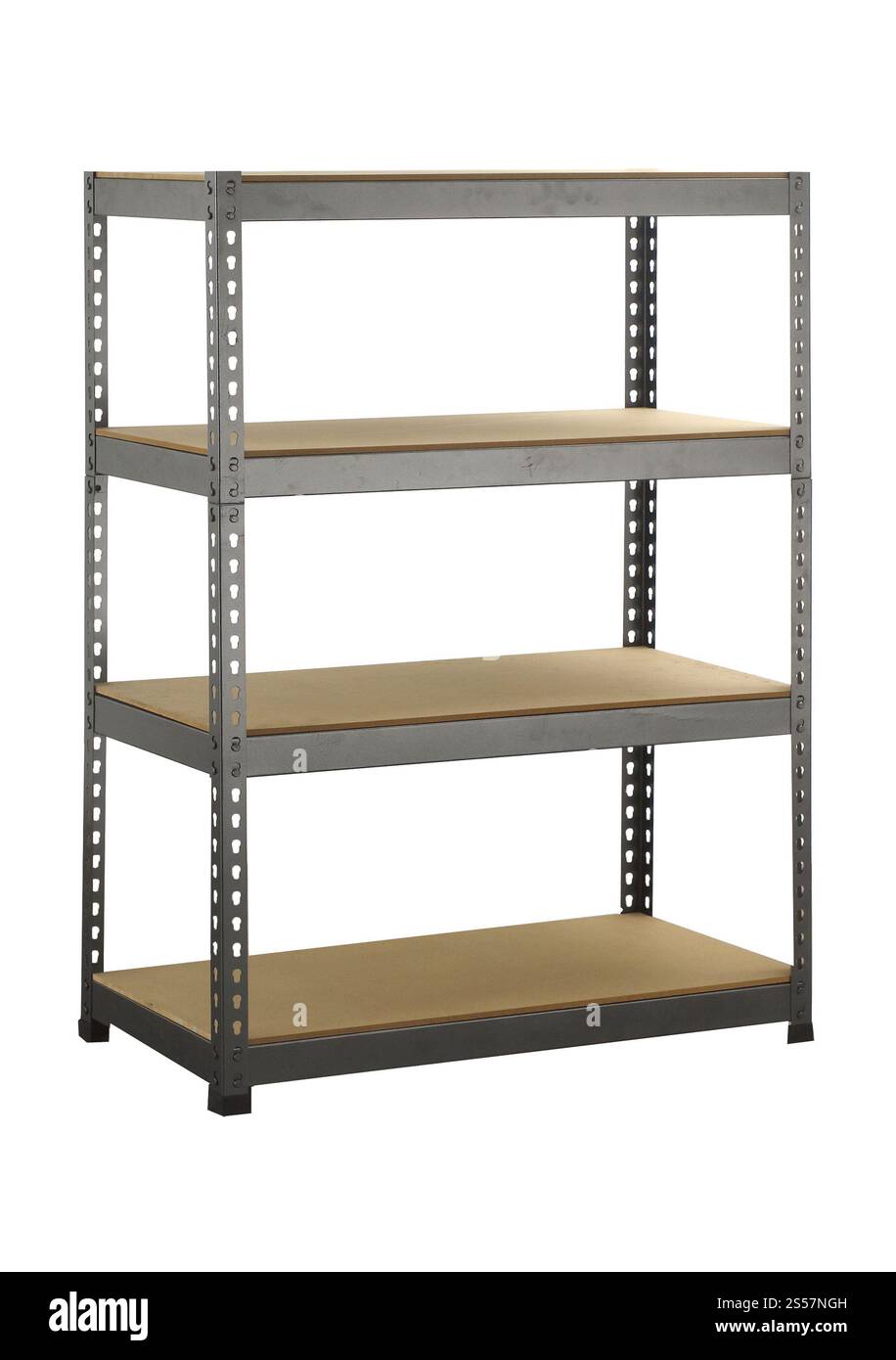 Industrielle Metallregale. Isoliert auf weißem Hintergrund. Industrielle Metallregale Stockfoto