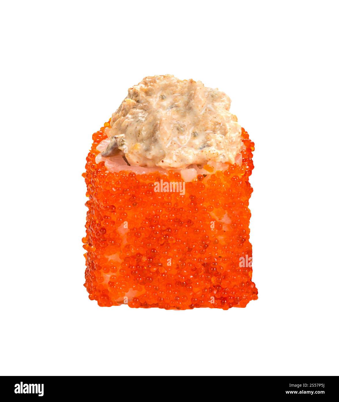 Sushi-Rolle isoliert auf weißem Hintergrund. Sushi-Rolle Stockfoto