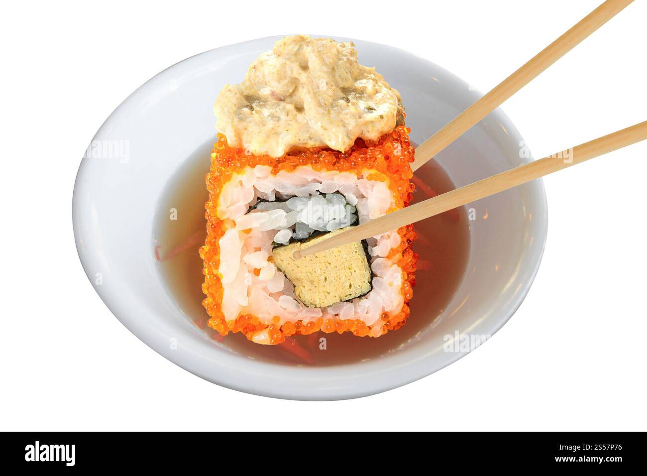 Sushi isoliert auf weißem Hintergrund. Sushi auf dem Weißen Stockfoto