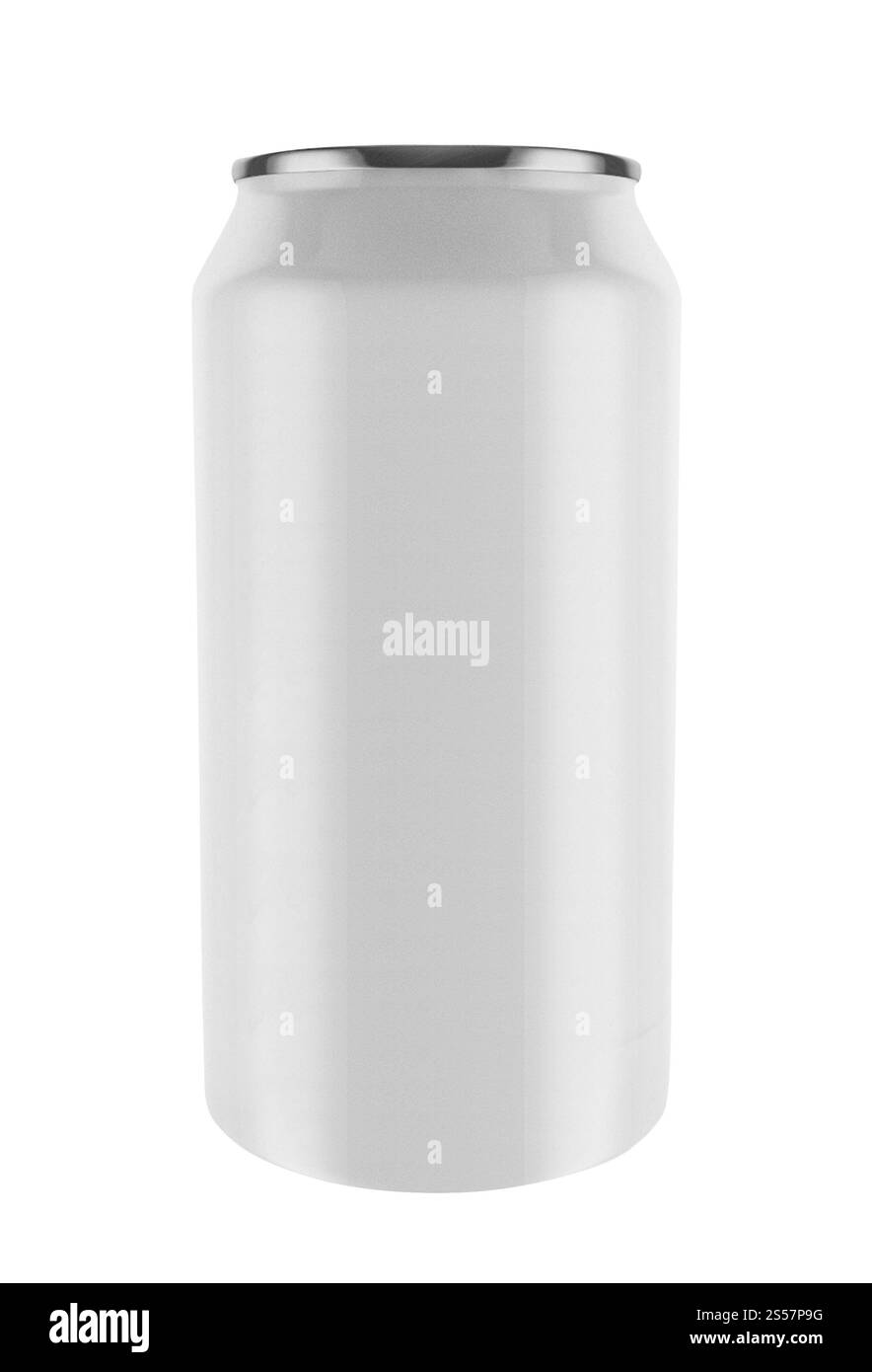 Aluminiumdose isoliert auf weißem Hintergrund. Aluminium-Dose isoliert Stockfoto