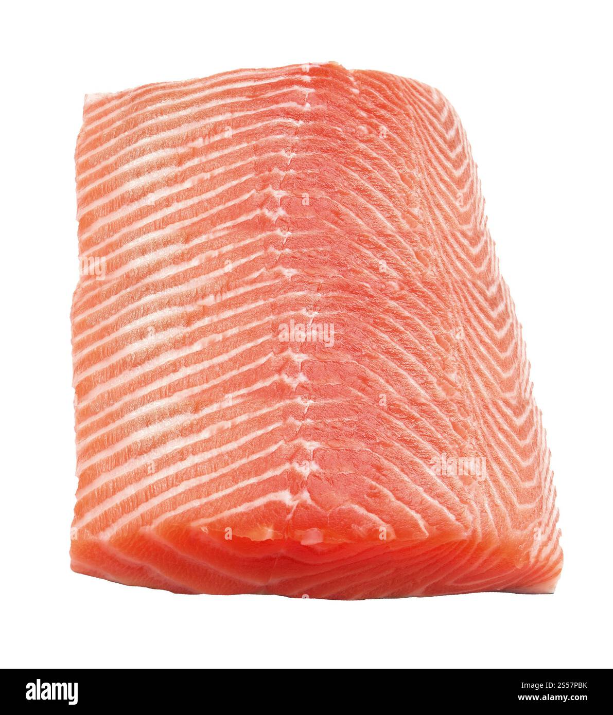 Lachssteak roter Fisch isoliert auf weißem Hintergrund. Lachssteak roter Fisch auf weiß Stockfoto