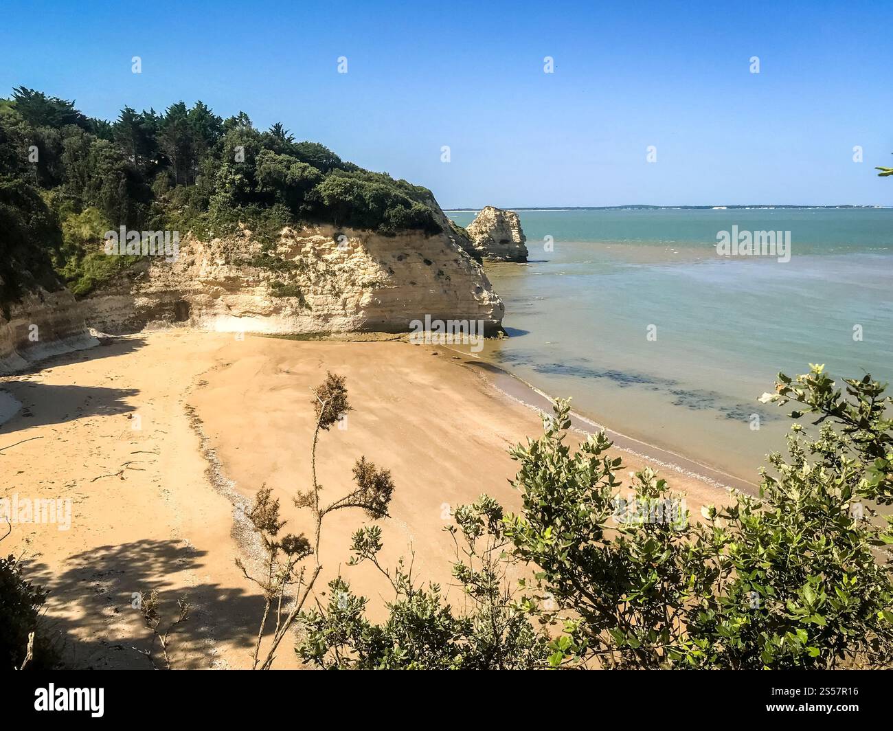 Strand und Klippen von Saint Georges de Didonne, Frankreich. Strand und Klippen von Saint Georges de Didonne Stockfoto