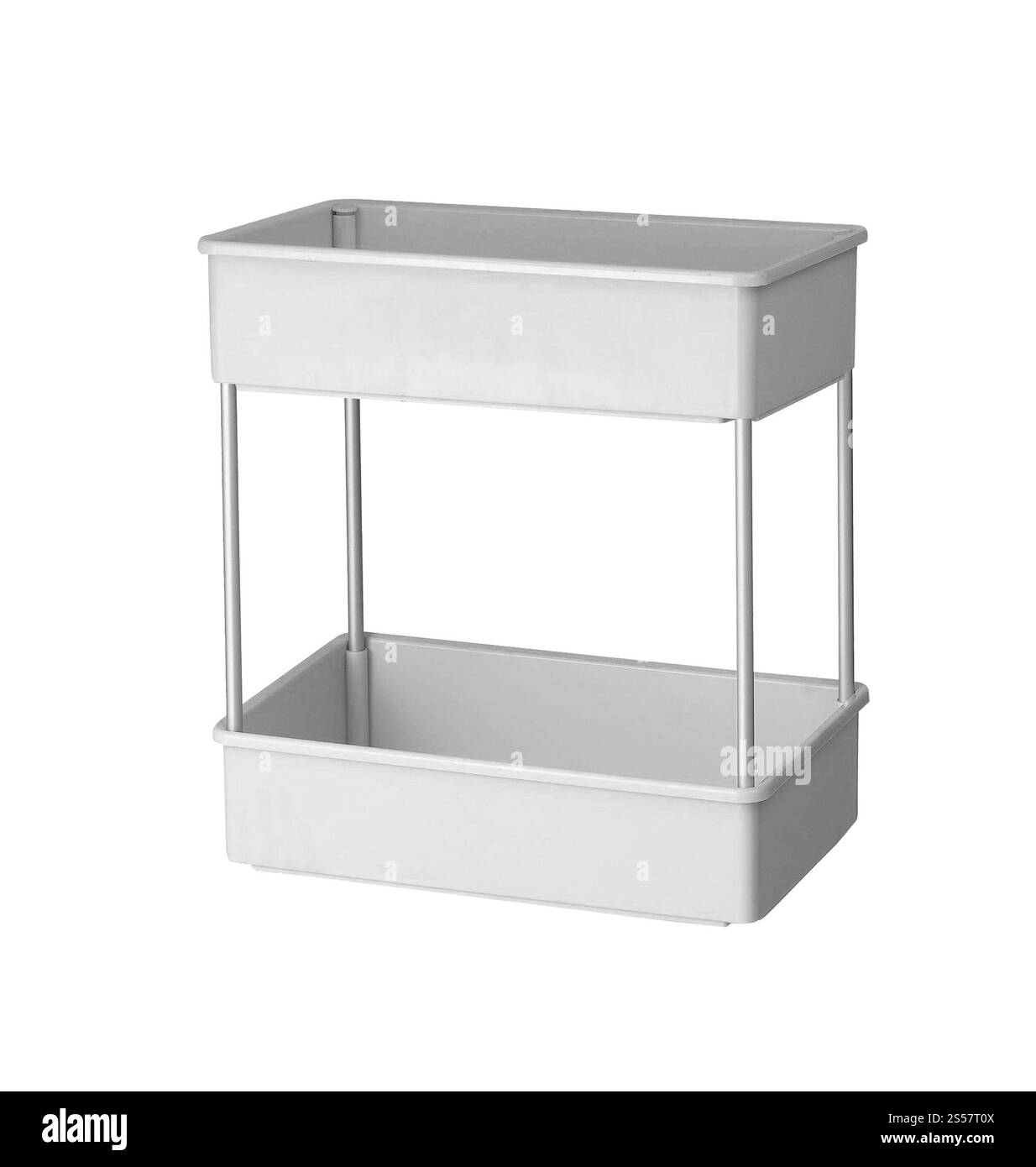 Kunststoffeinlegeböden auf weißem Hintergrund isoliert. Kunststoffböden isoliert Stockfoto