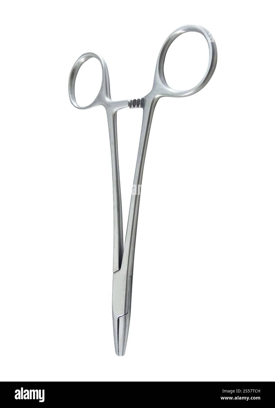 Chirurgisches Instrument isoliert auf weißem Hintergrund. Chirurgisches Instrument isoliert Stockfoto