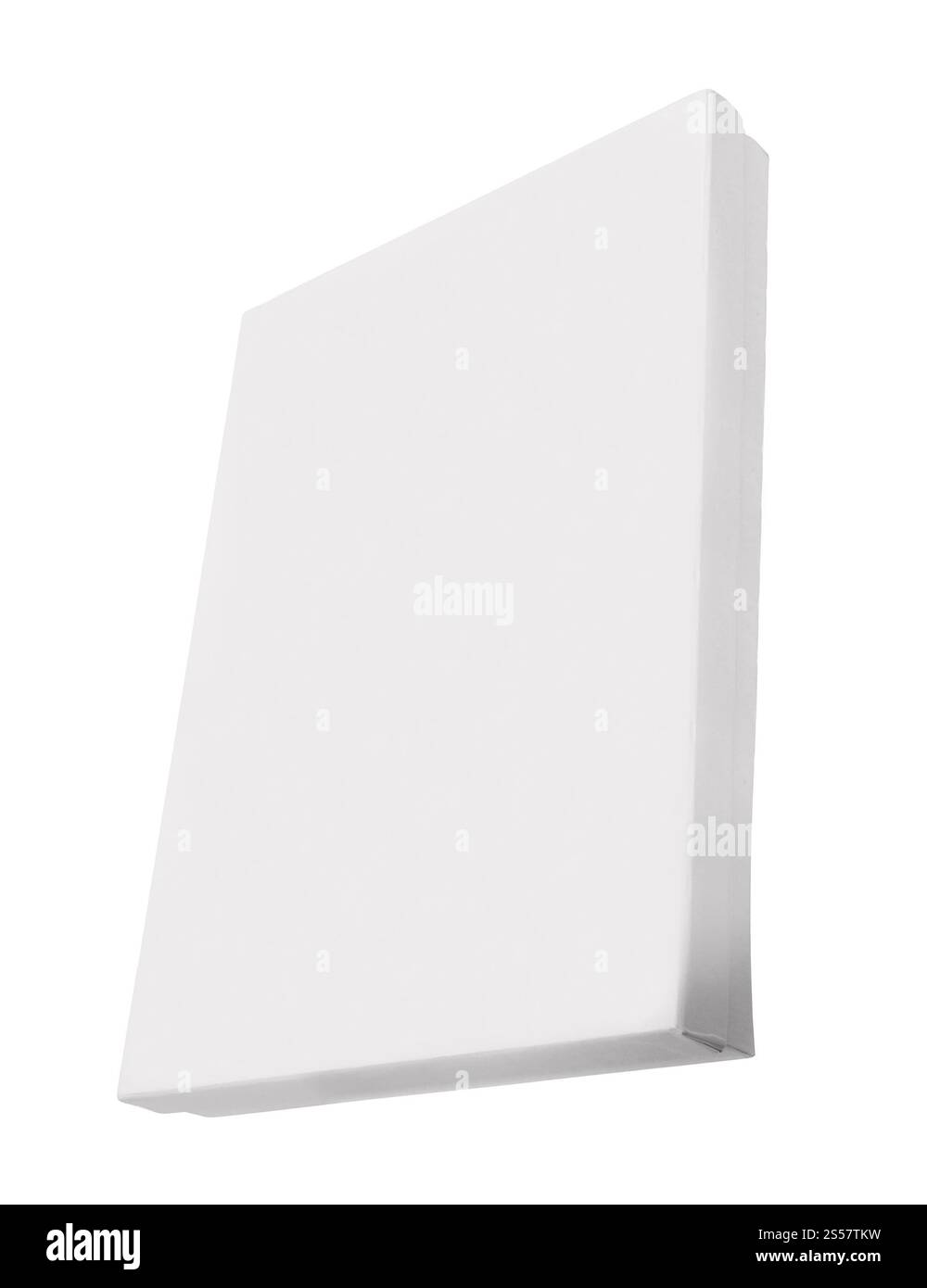 Leeres Feld auf weißem Hintergrund. Leere Box isoliert Stockfoto