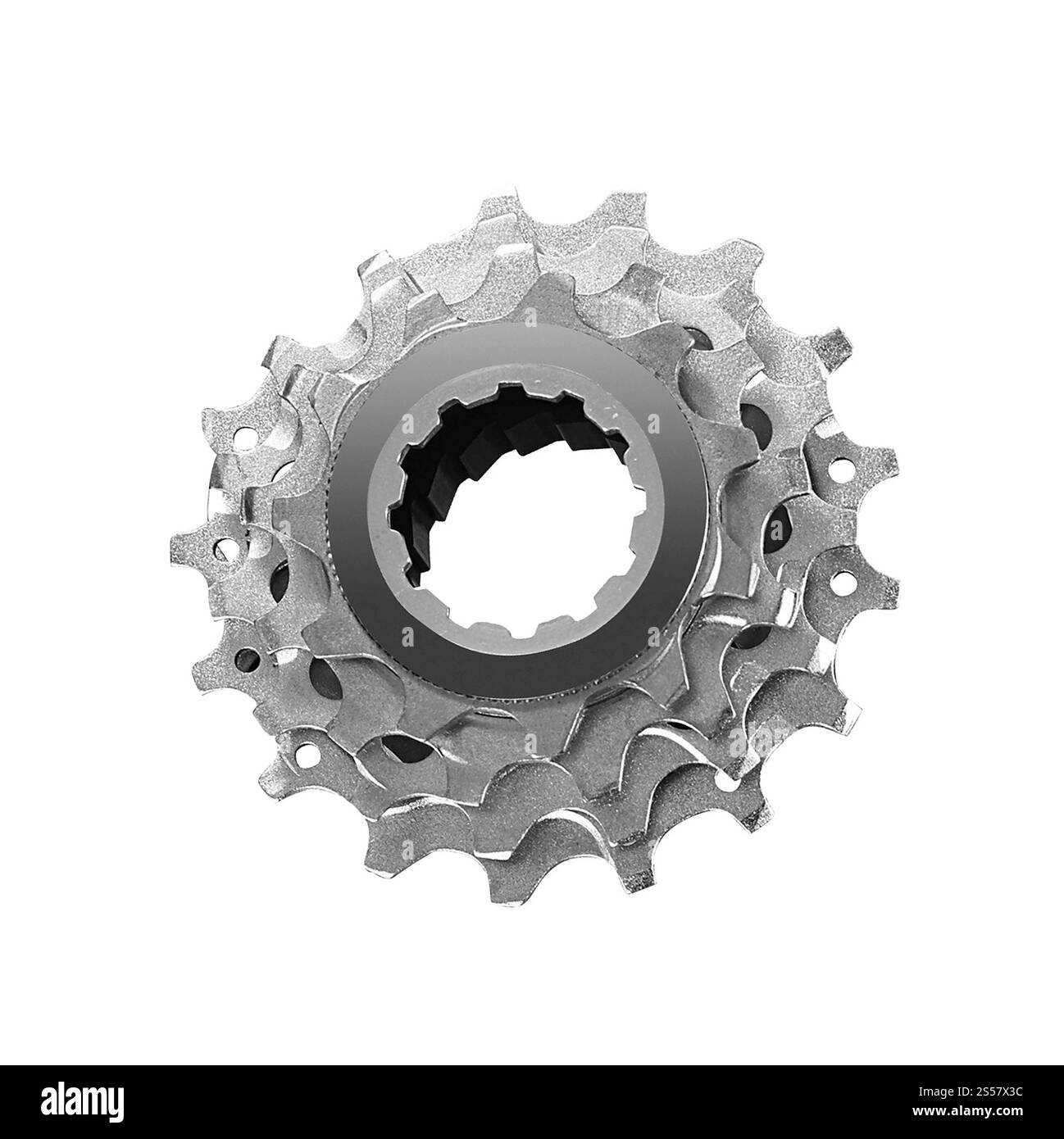 Fahrradkassette isoliert auf weiß Stockfoto