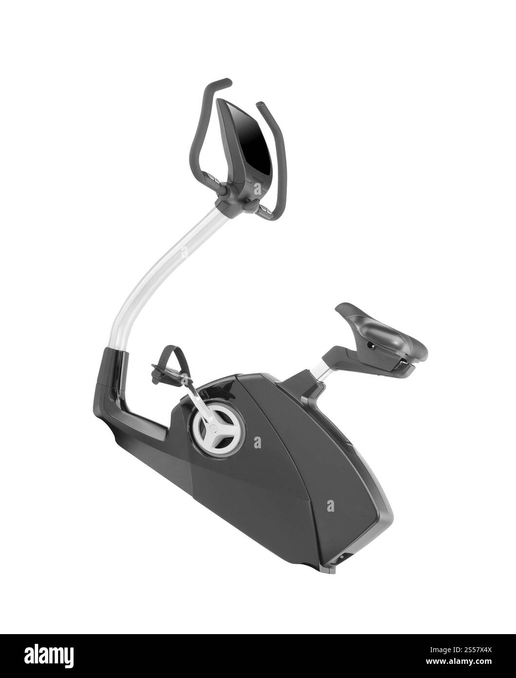Stationäres Trainingsfahrrad isoliert auf weiß. Stationäres Trainingsfahrrad isoliert Stockfoto