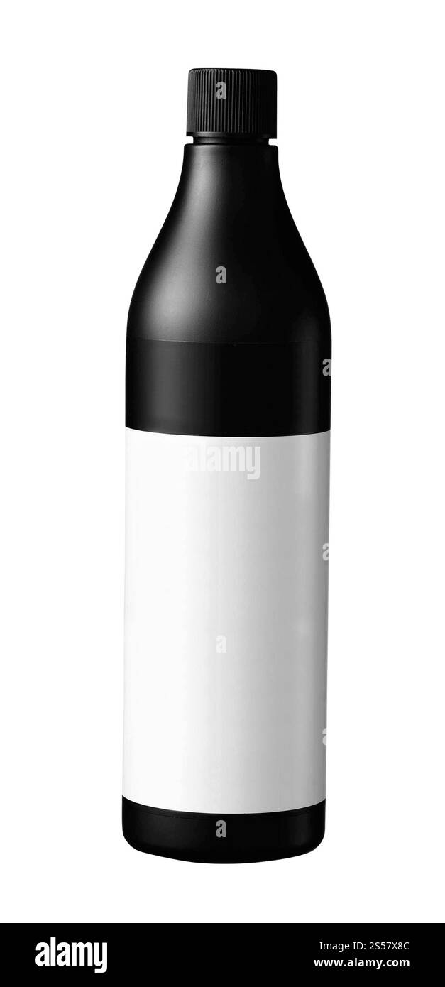 Medizinische Flasche von brauner Farbe isoliert auf weißem Hintergrund Stockfoto