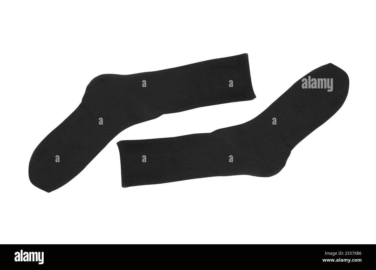 Schwarze Socken Nahaufnahme auf weißem Hintergrund Stockfoto