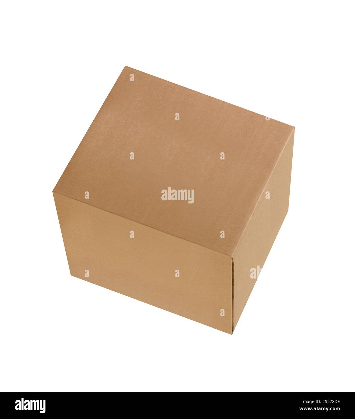 Karton Vorderseite mit isoliert auf weißem Stockfoto