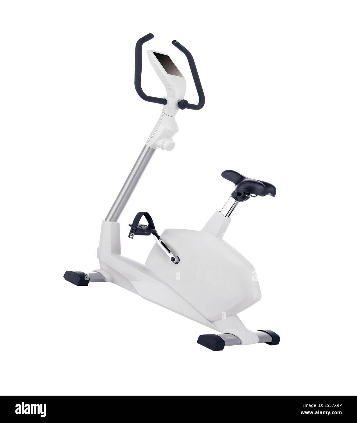 Stationäre Ausbildung Fahrrad isoliert auf weißem Hintergrund Stockfoto
