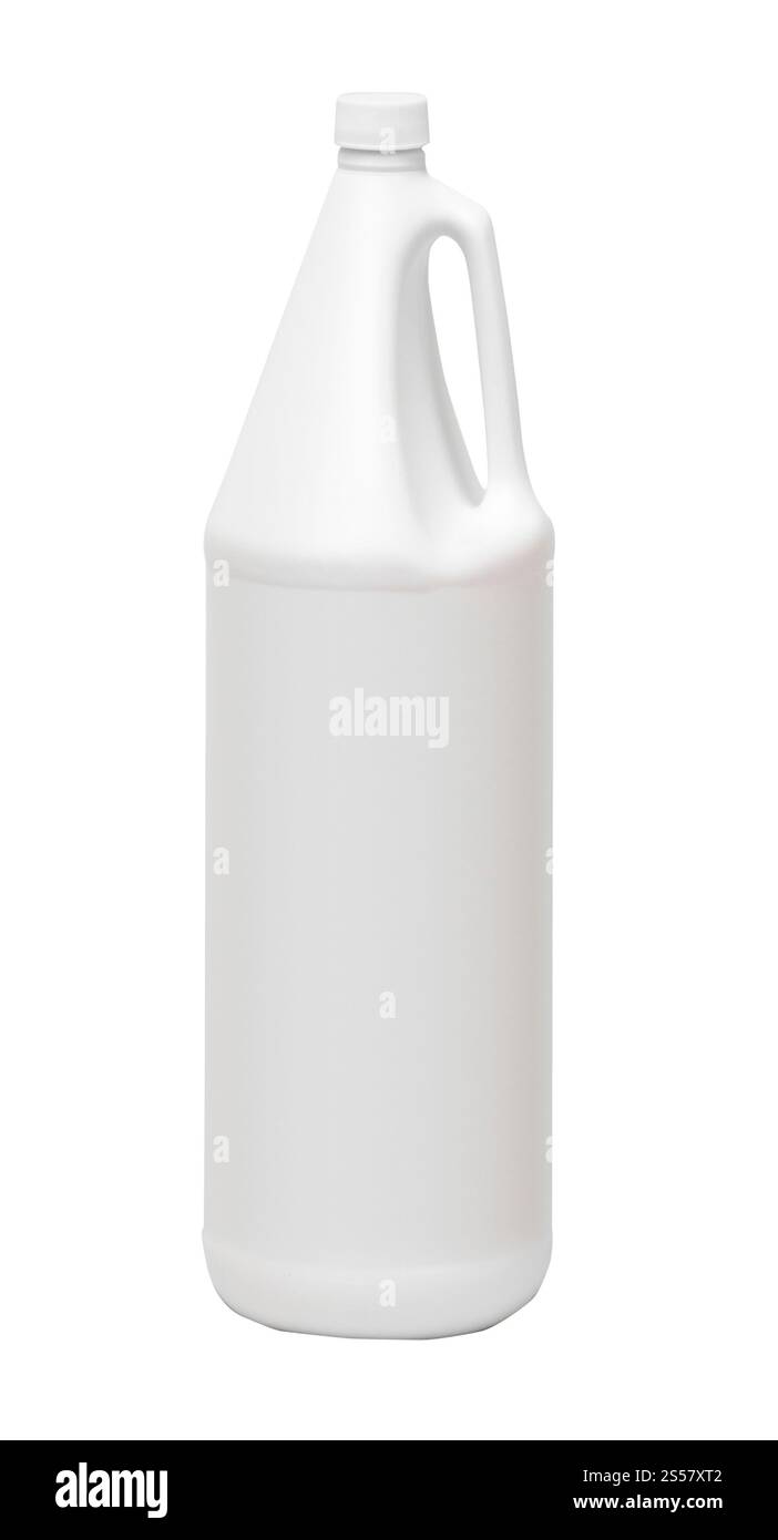 Weißer Kunststoff Flasche auf weißem Hintergrund Stockfoto