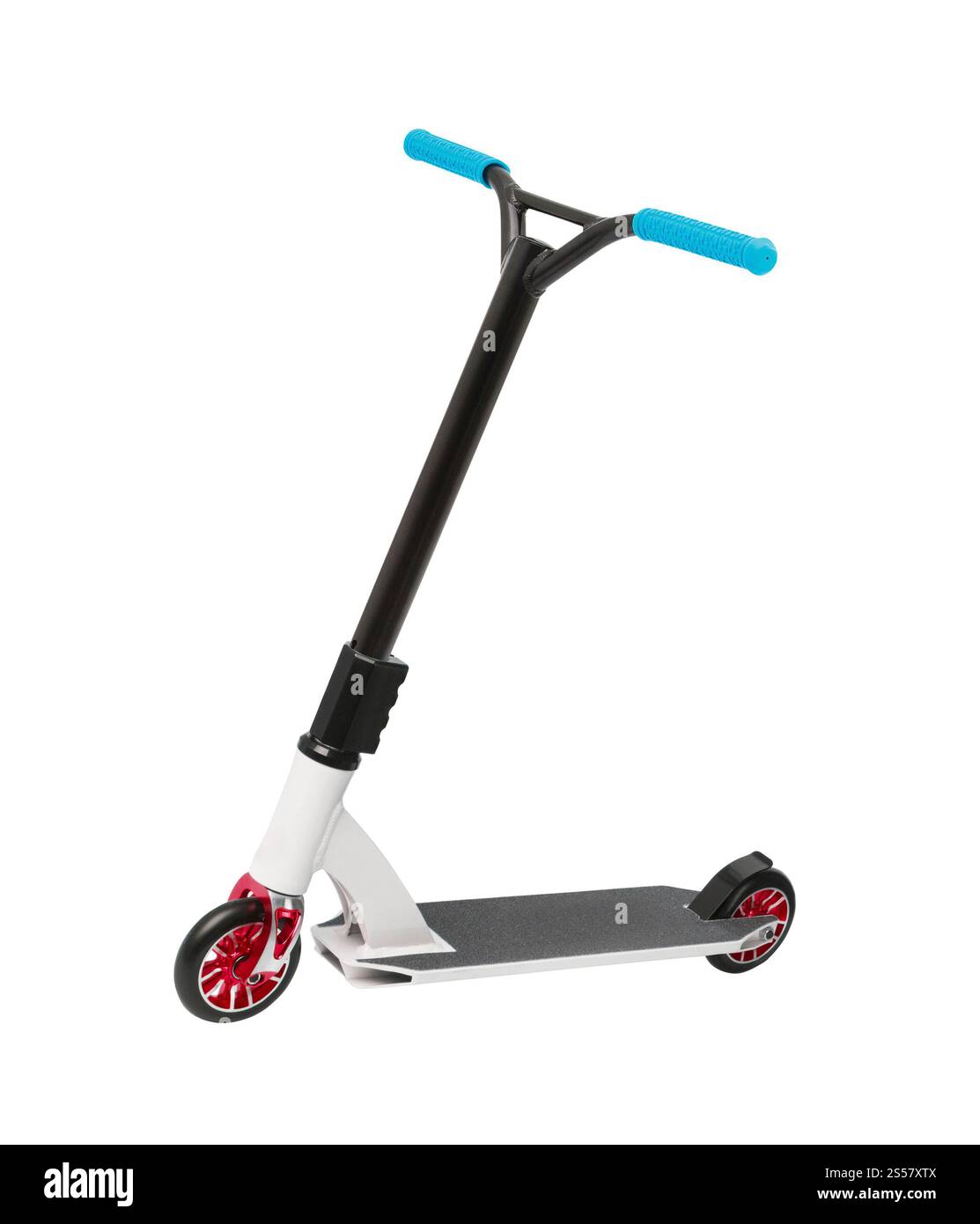 Metallspielzeug-Roller, isoliert auf weiß Stockfoto