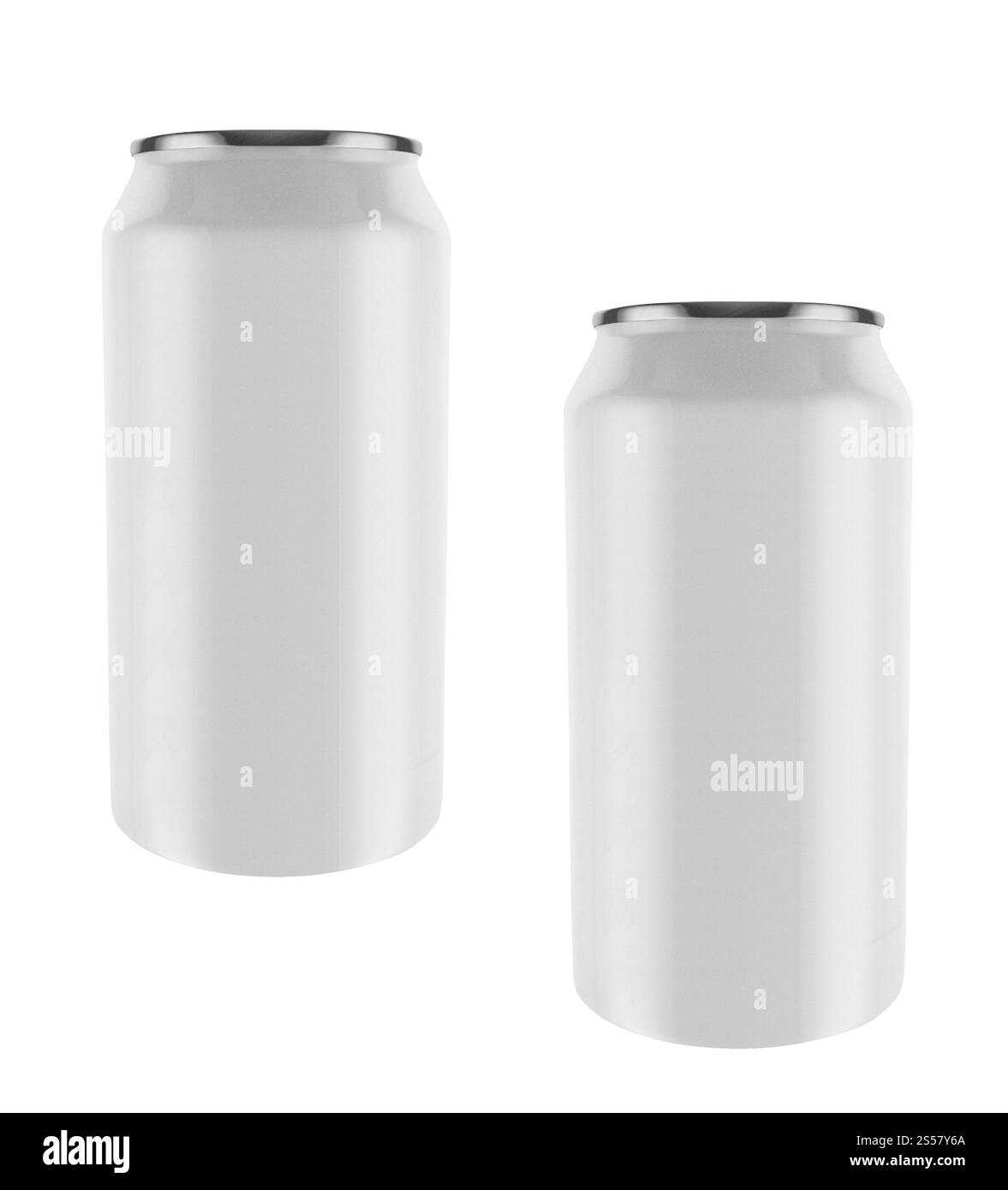 Aluminiumdosen isoliert auf weißem Hintergrund Stockfoto