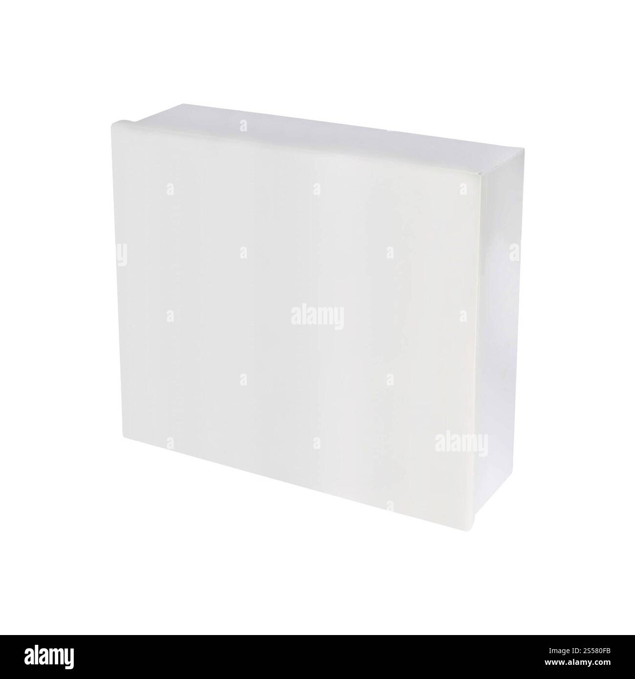 Leeres Feld auf weißem Hintergrund. Leere Box auf weiß Stockfoto