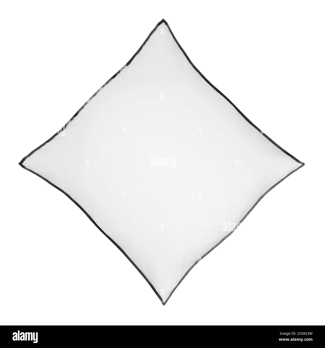 Nahaufnahme eines weißen Kopfkissens auf weißem Hintergrund. Nahaufnahme eines weißen Kopfkissens Stockfoto