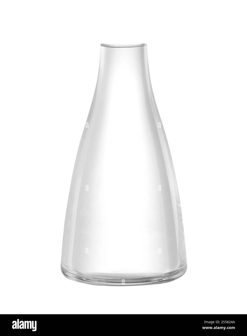 Modernes leeres Trinkglas isoliert auf weißem Hintergrund. Modernes leeres Trinkglas Stockfoto