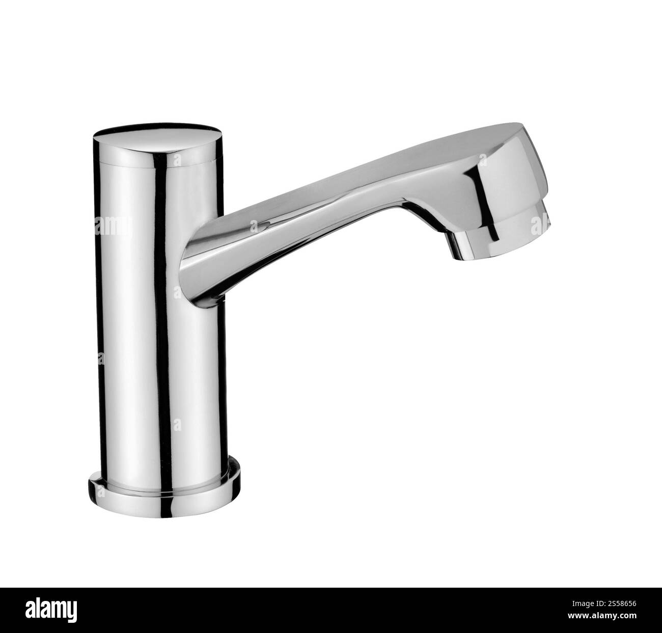 Chrom-Wasserhahn, Isolated on White Background Stockfoto