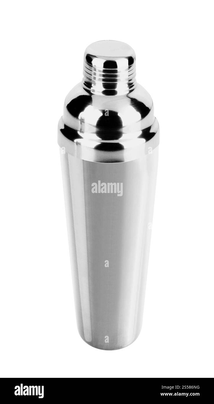 Cocktail Shaker auf weißem Hintergrund Stockfoto