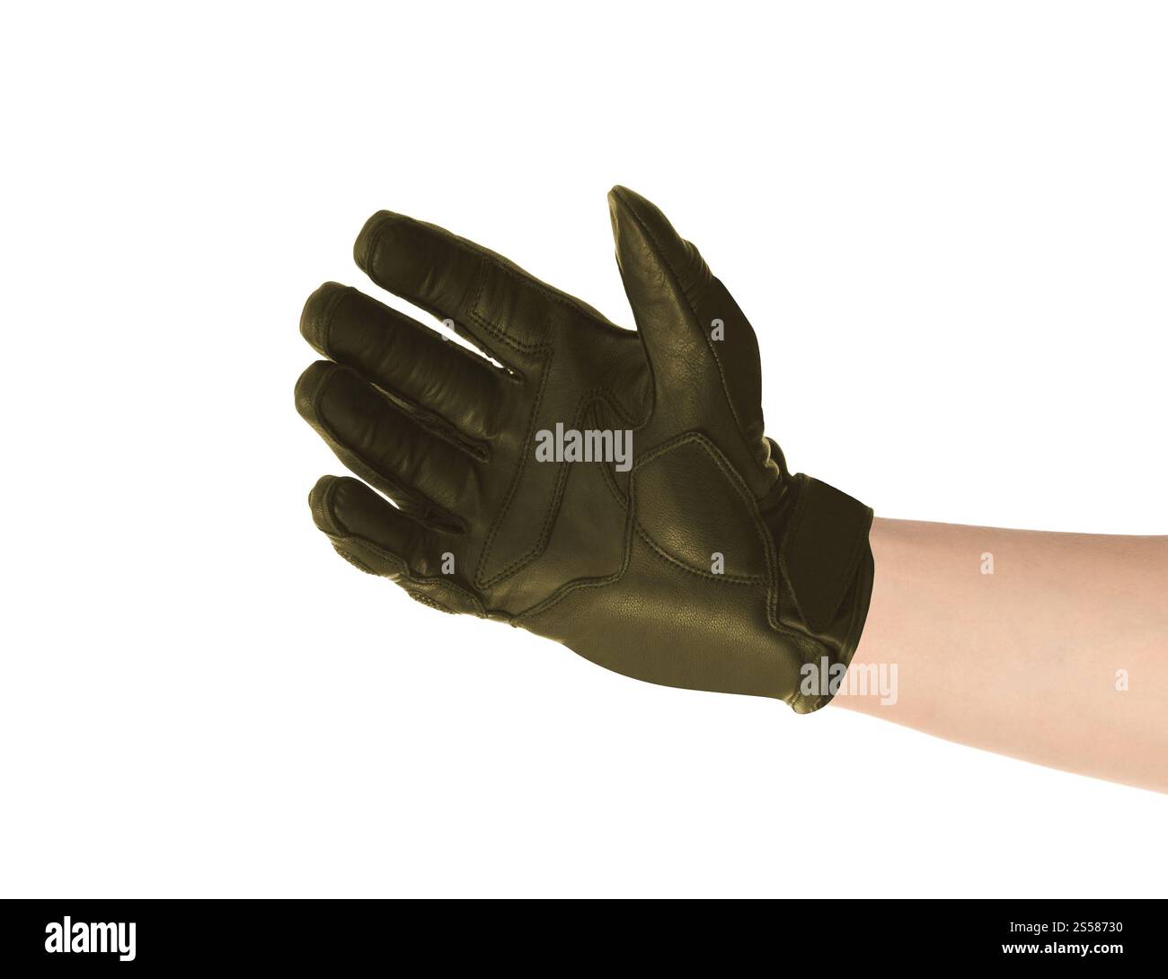 Lederhandschuhe für Herren isoliert auf weiß Stockfoto