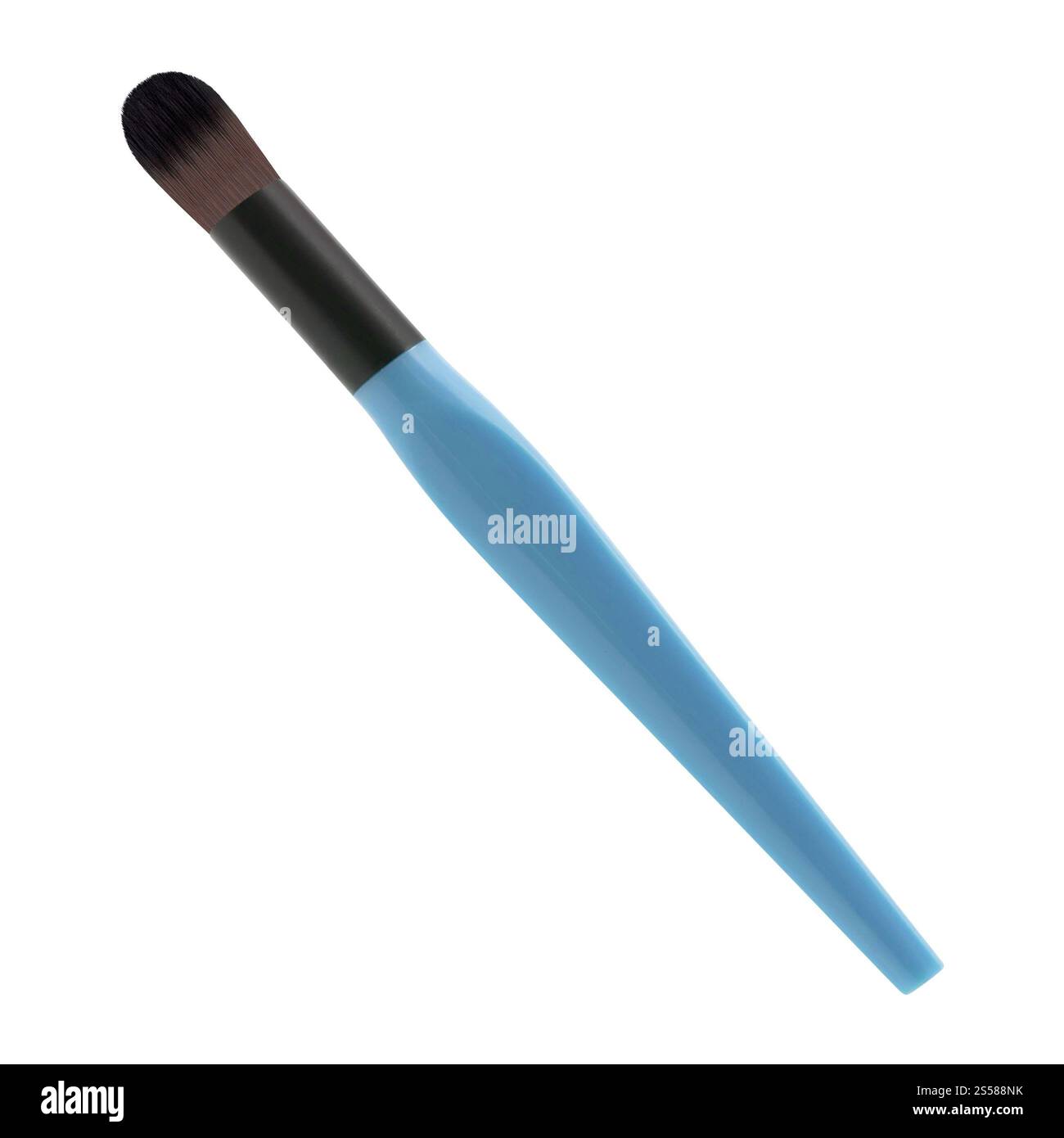 Make-up-Bürstenpuder, isoliert auf weiß Stockfoto