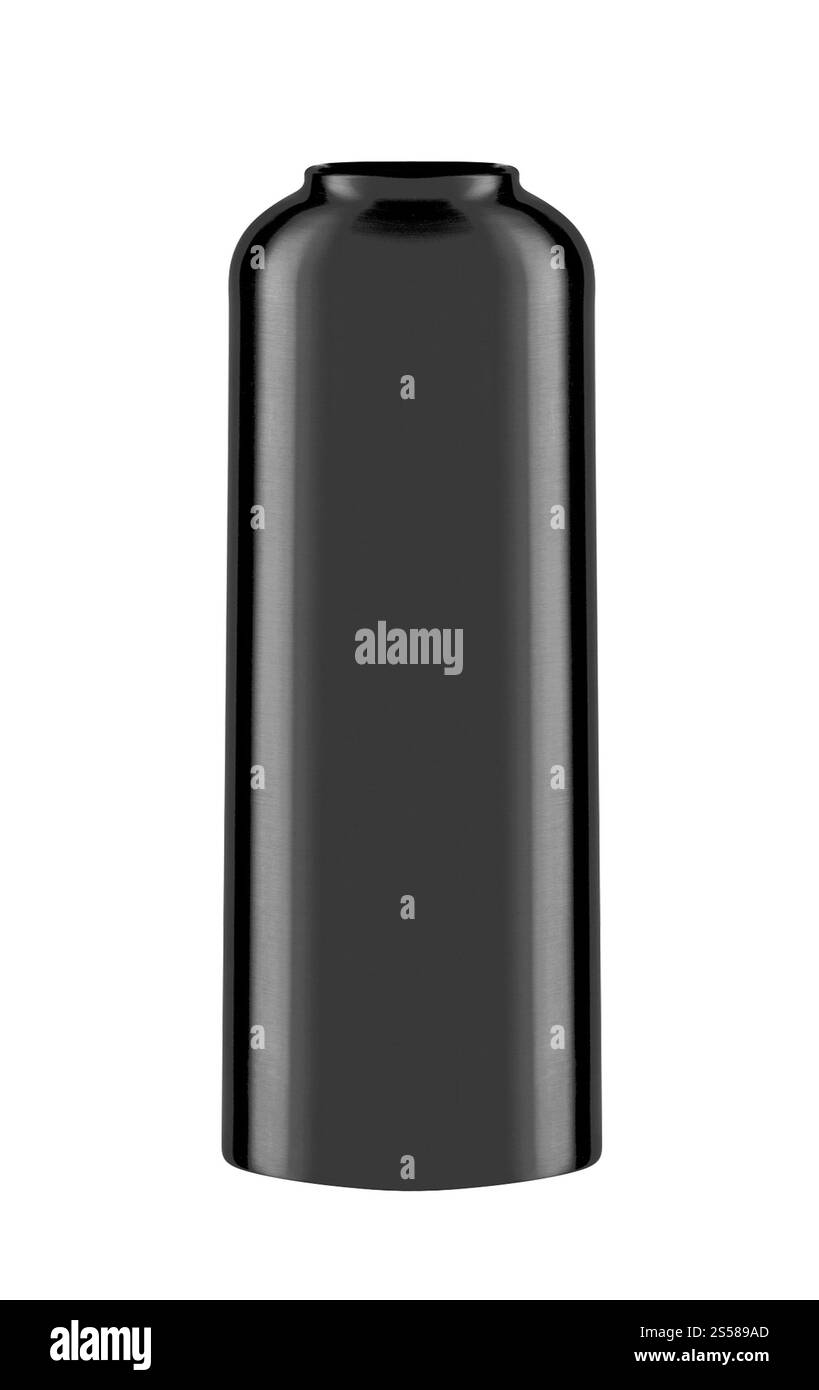 Metallflasche, Wasser isoliert, weißer Hintergrund Stockfoto