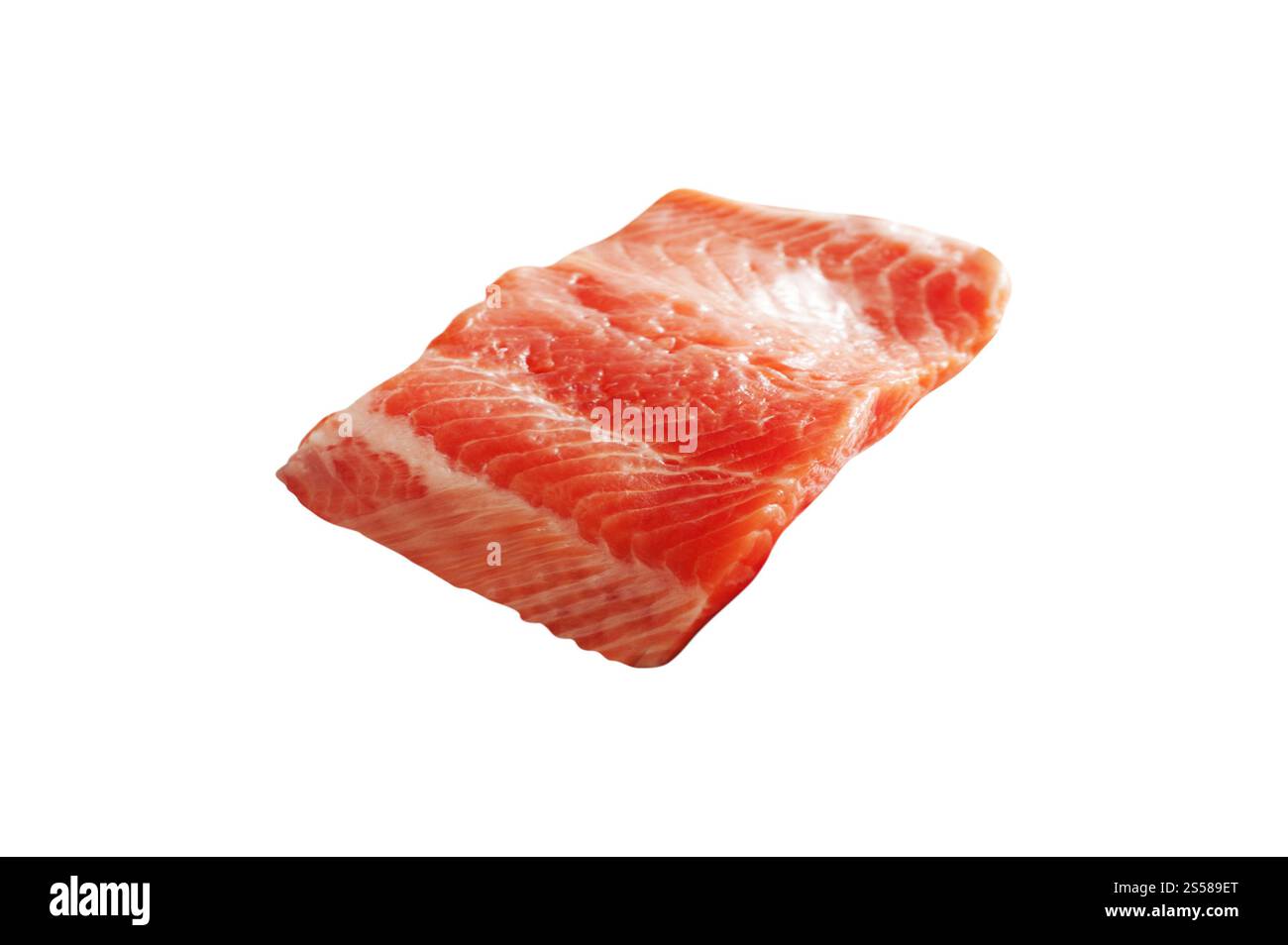Lachsfilet auf Weiß isoliert Stockfoto