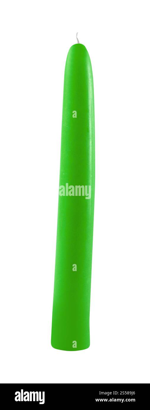 Grüne Kerze isoliert auf weiß Stockfoto