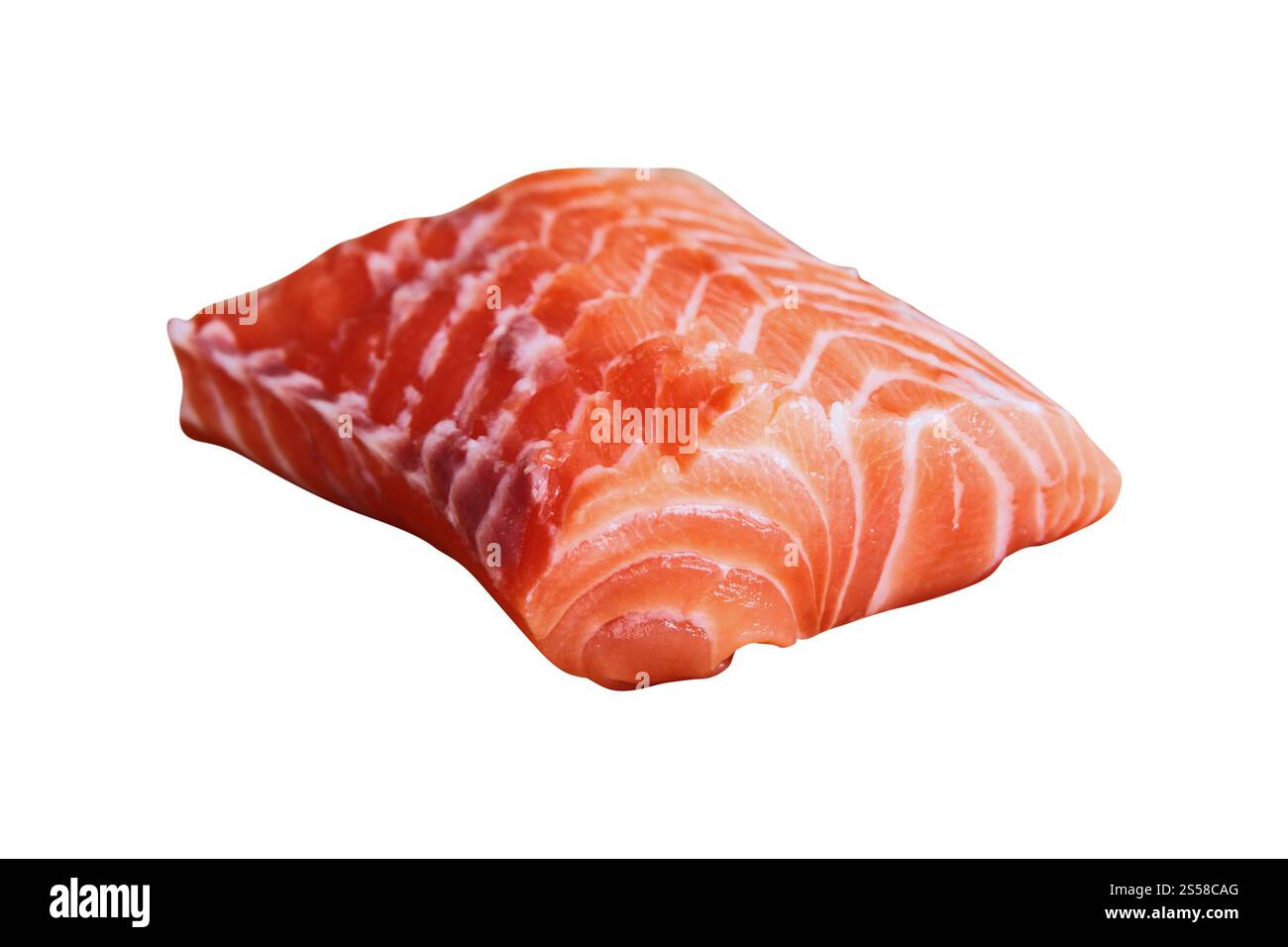 Lachsfilet isoliert auf weiß Stockfoto