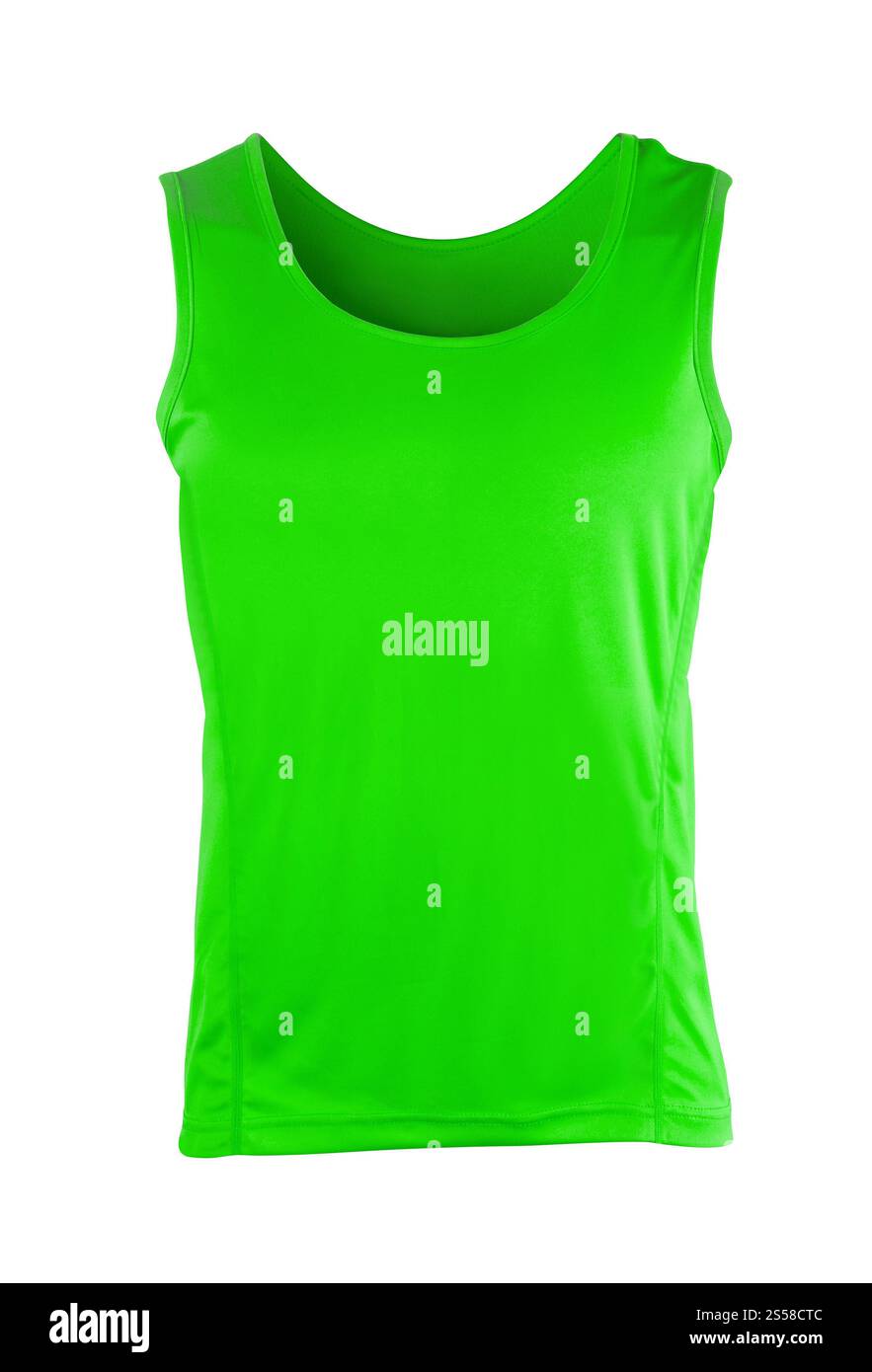 Grünes ärmelloses Sportoberteil isoliert Stockfoto