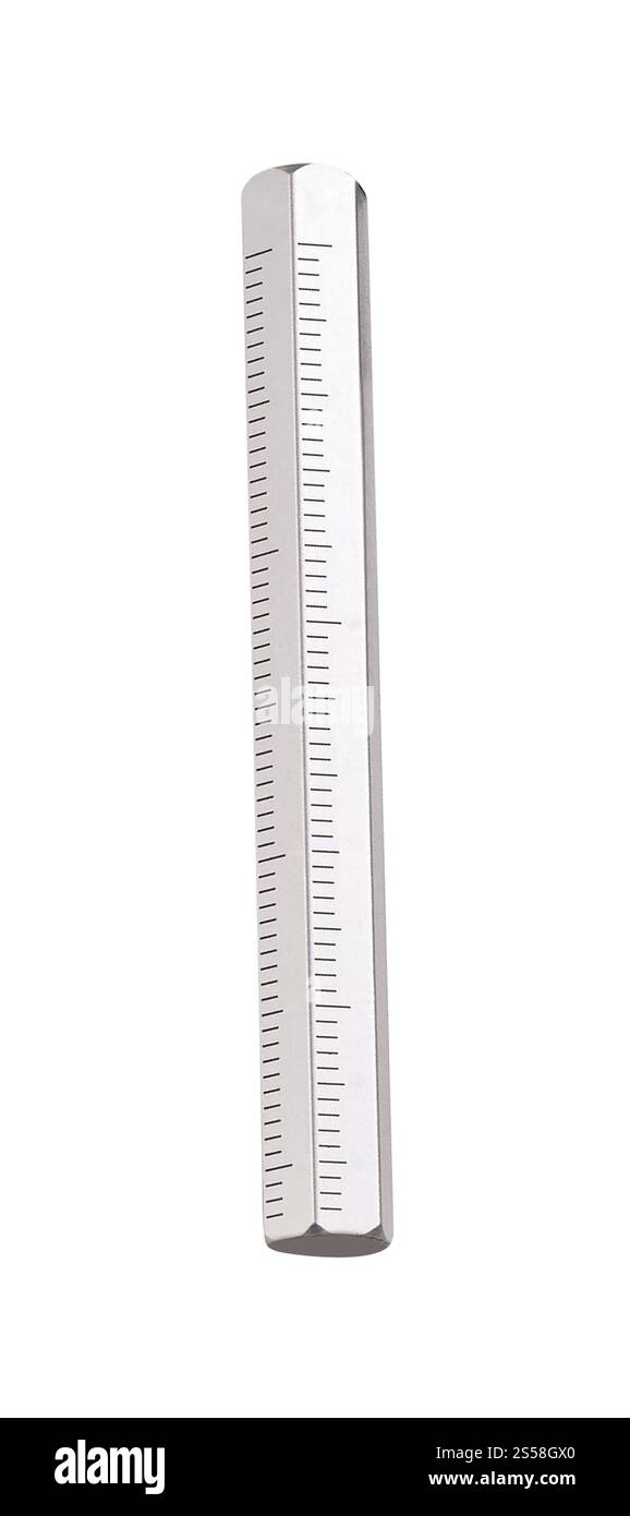 Ein Lineal isoliert auf weiß Stockfoto