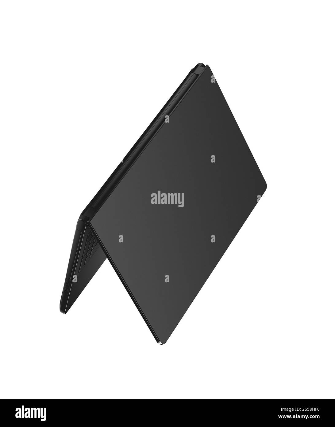 Schwarzes Notebook isoliert auf weißem Hintergrund. Schwarzes Notebook isoliert auf weiß Stockfoto